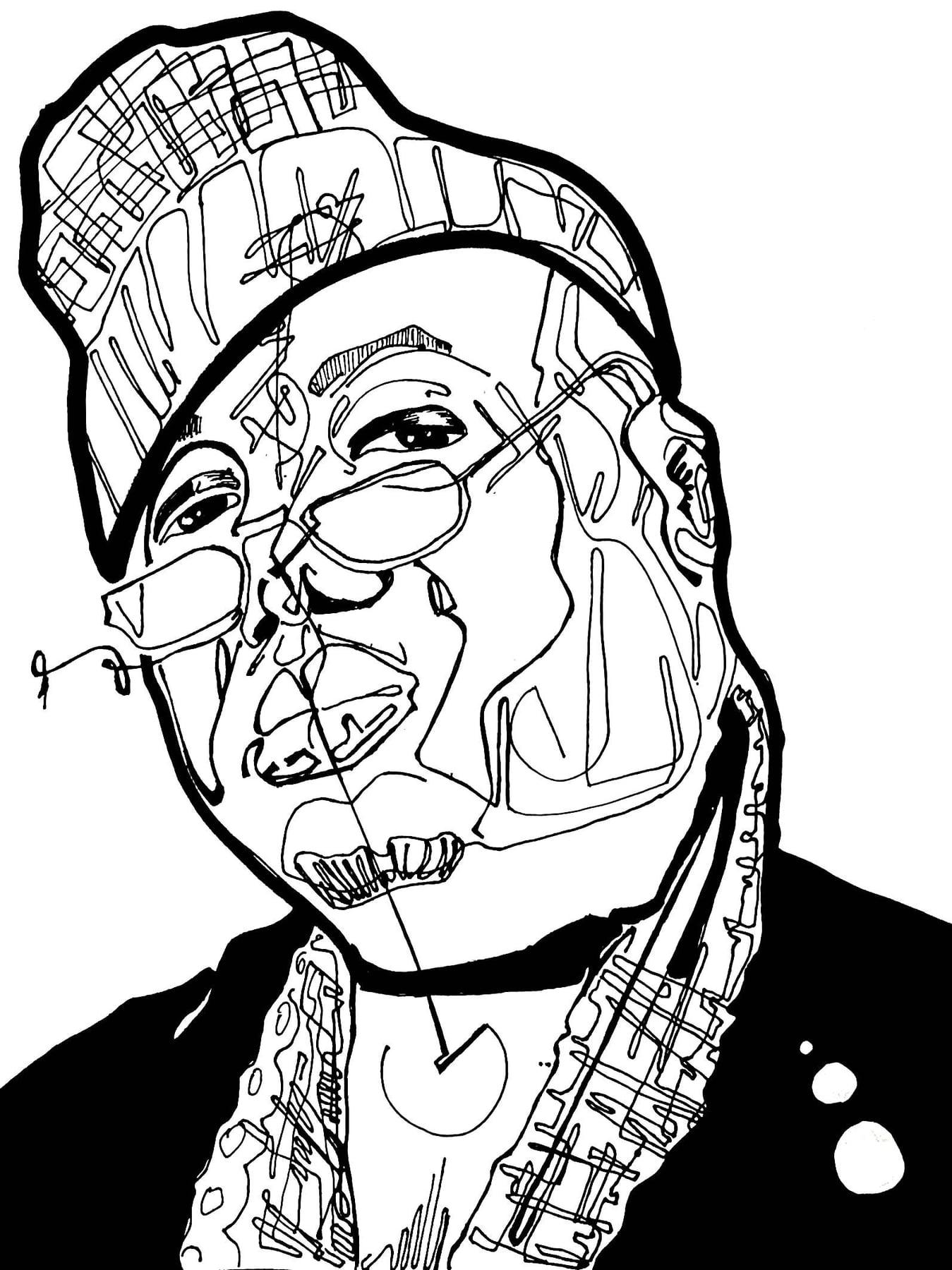 Ink sigil portrait of E-40