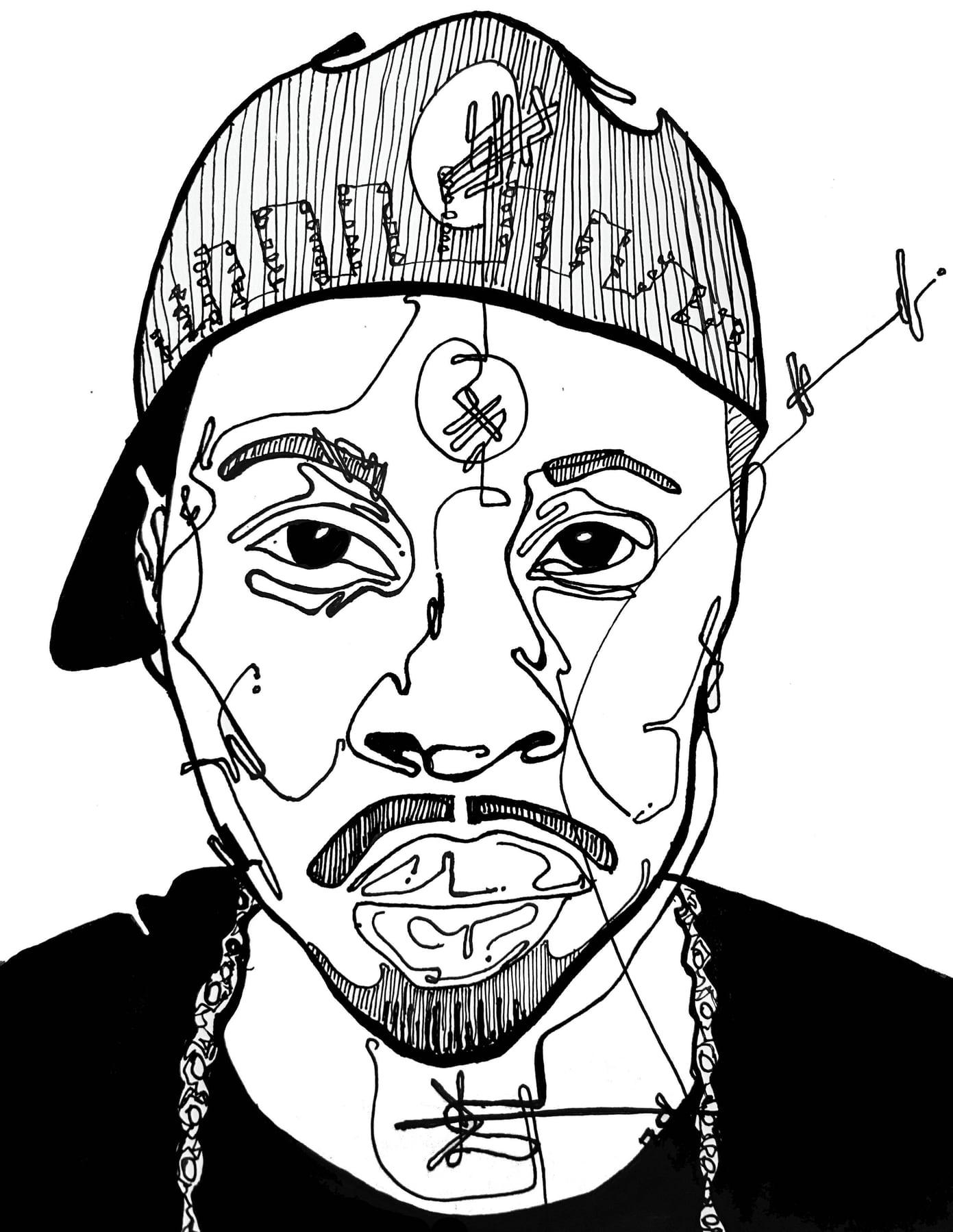 Ink sigil portrait of J Dilla