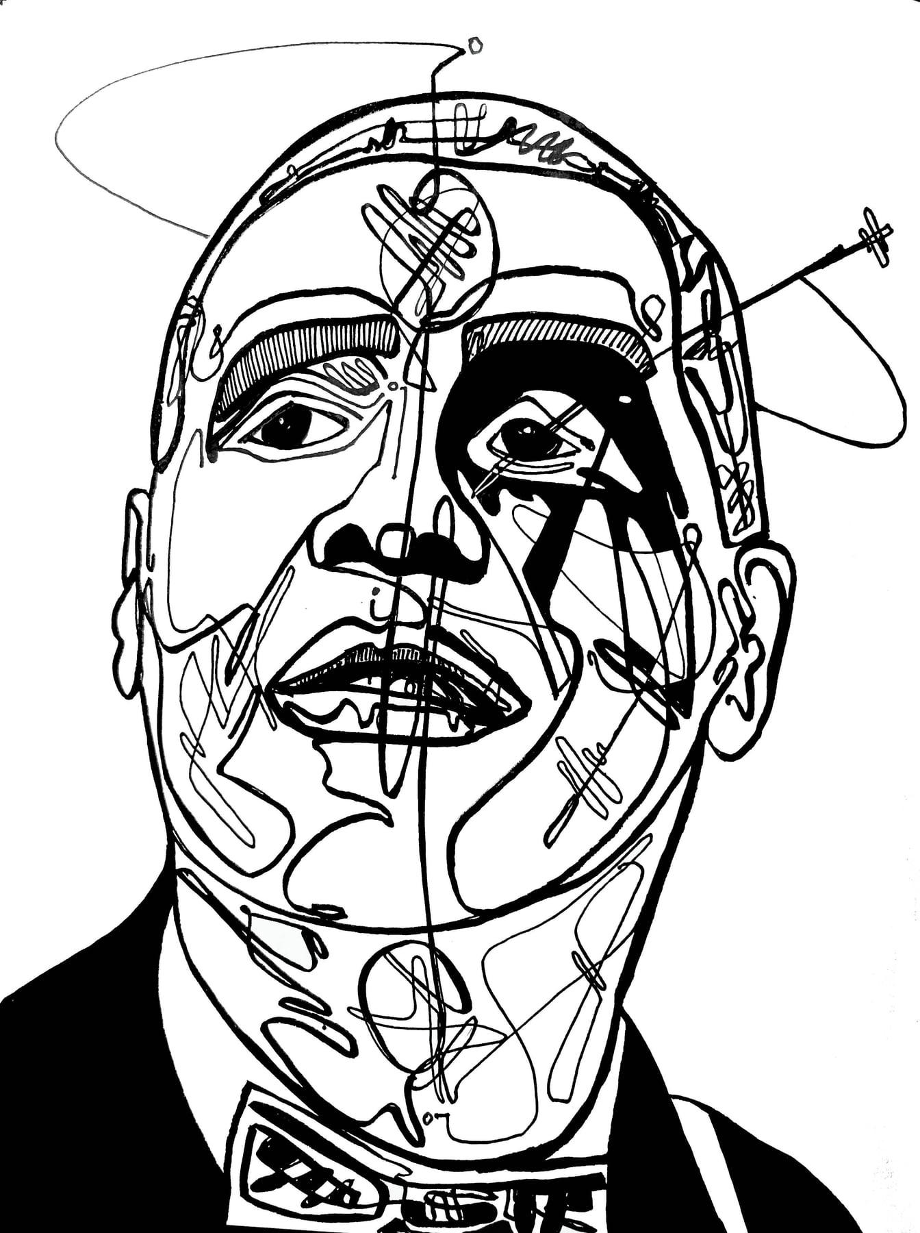 Ink sigil portrait of Jay Electronica