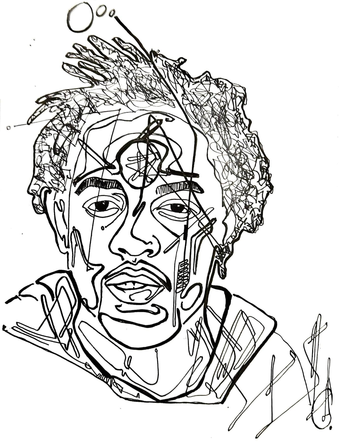 Ink sigil portrait of Kendrick Lamar