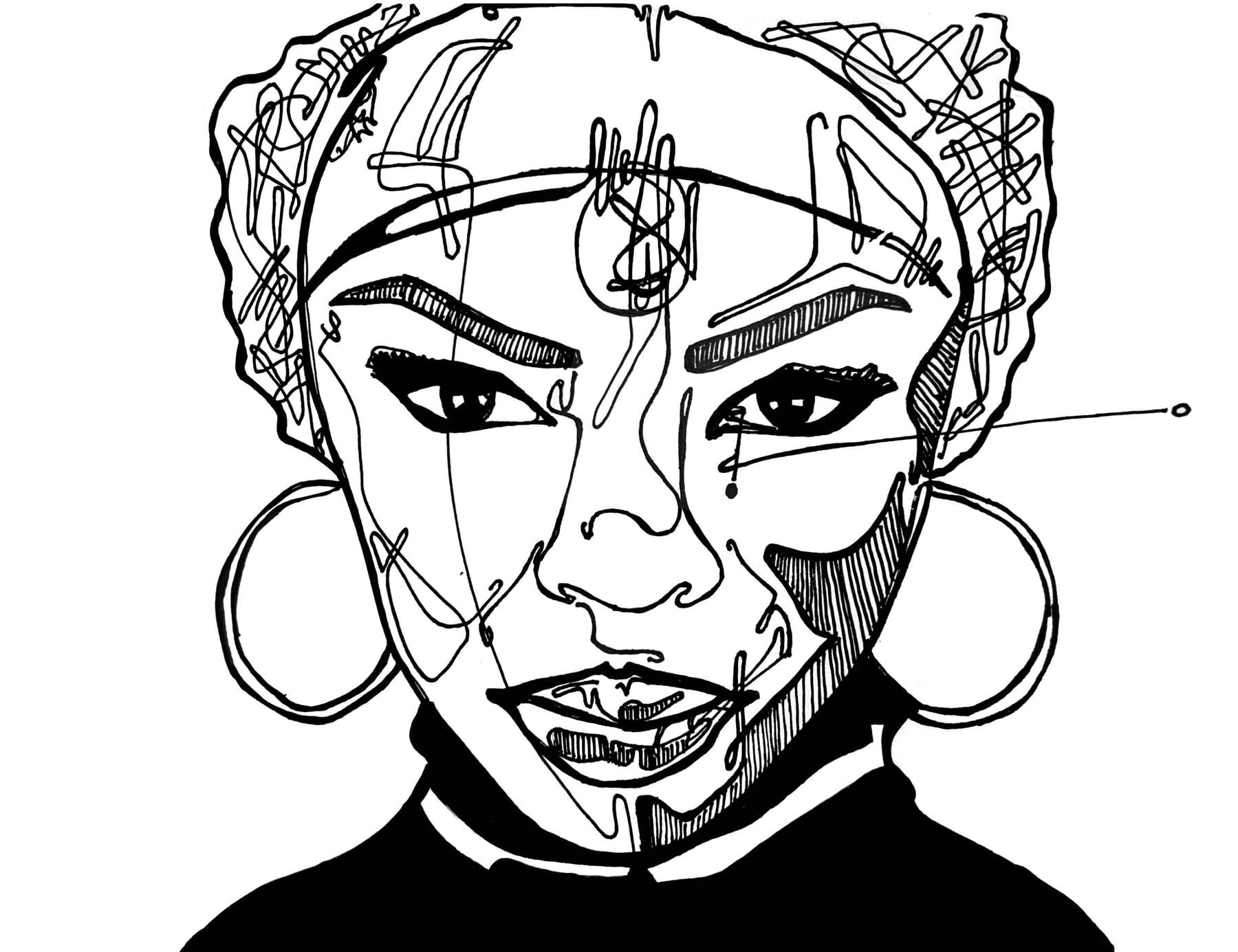Ink sigil portrait of Lauryn Hill