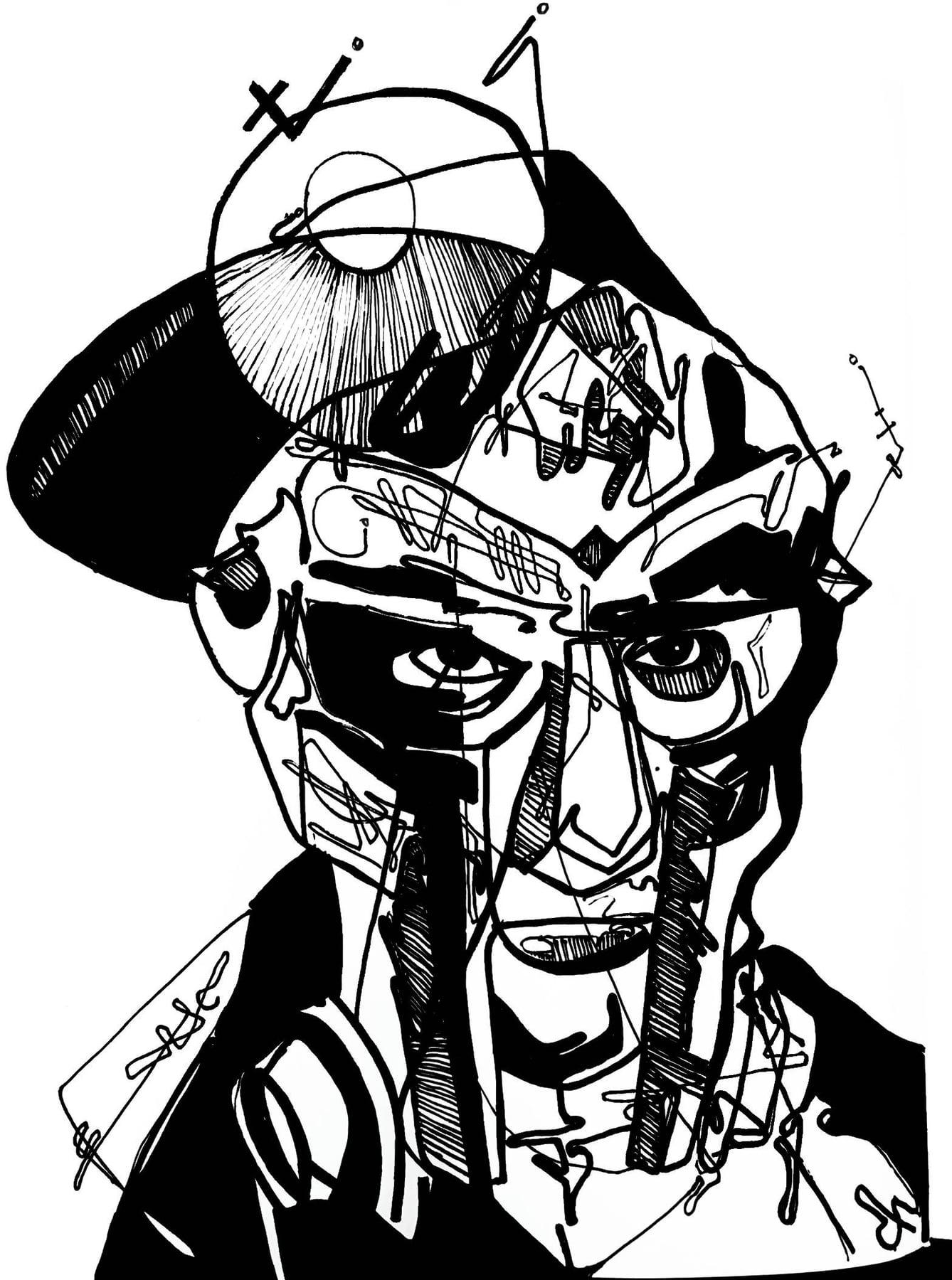 Ink sigil portrait of MF DOOM