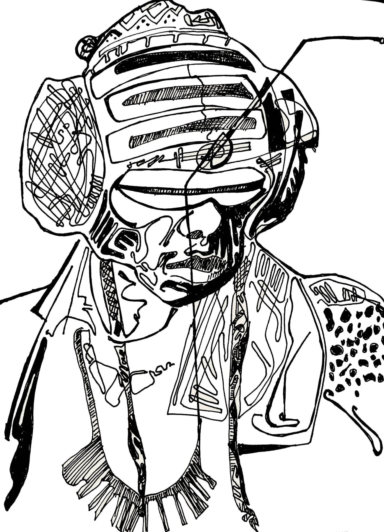 Ink sigil portrait of Rammellzee
