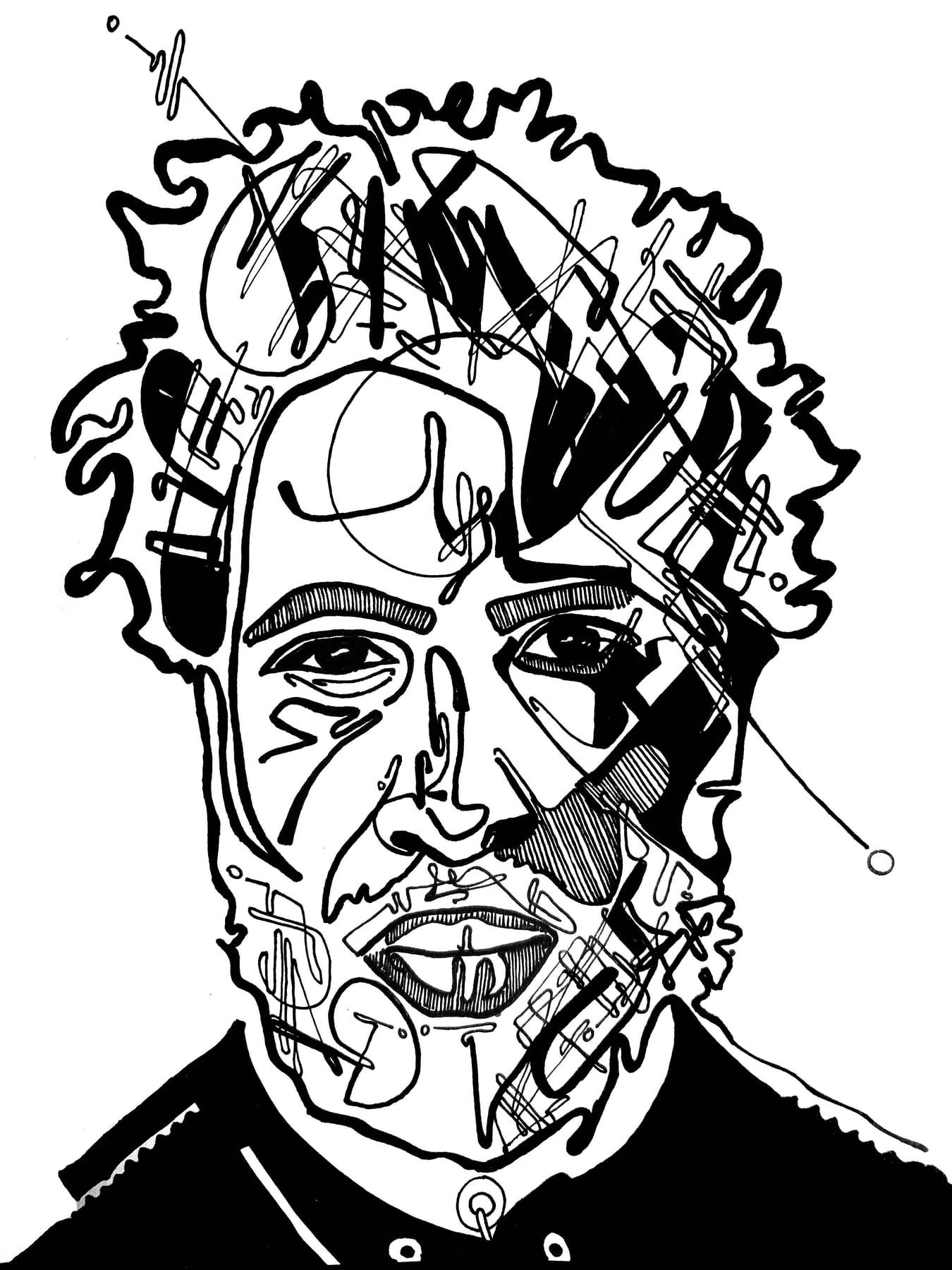 Ink sigil portrait of Saul Williams
