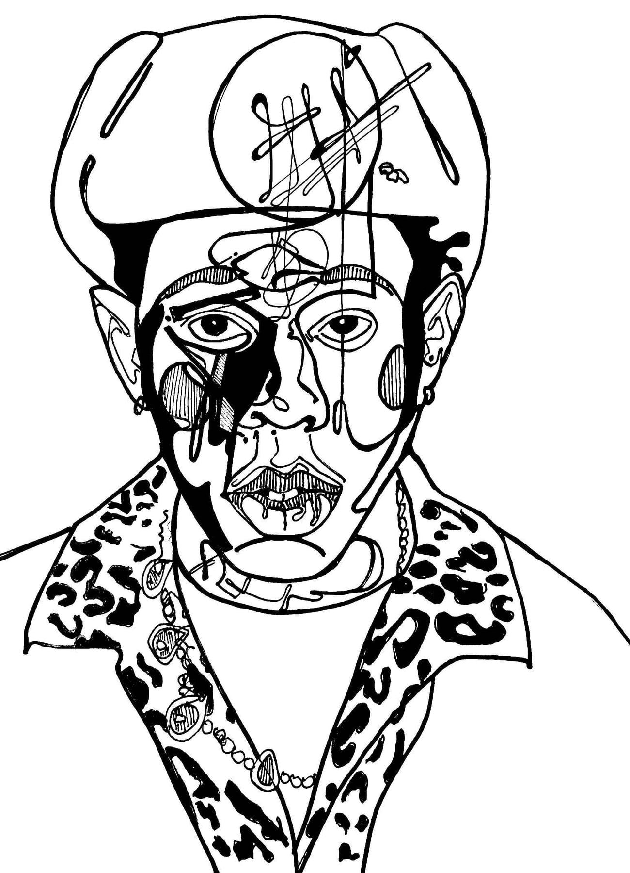 Ink sigil portrait of Tyler, The Creator